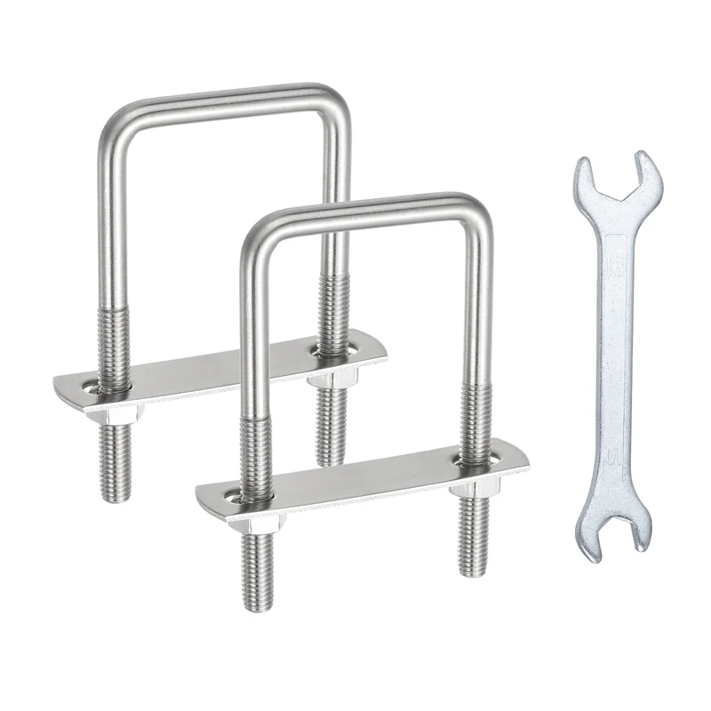 2Pcs M8 Square U-Bolts, 2In(51mm) Inner Width 3.94In(100mm) Long