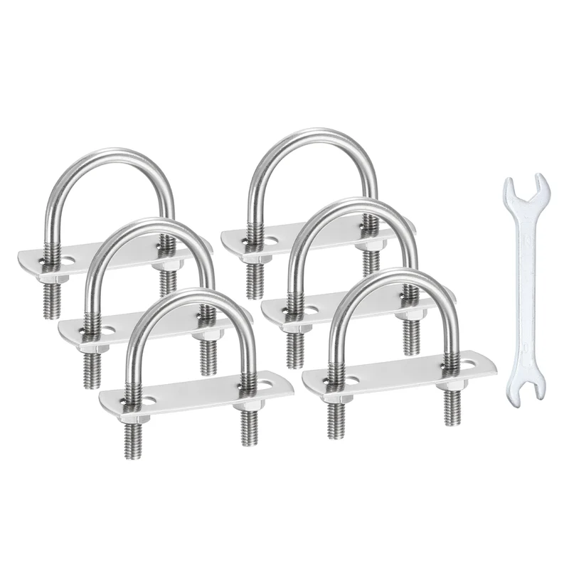6Pcs M6 U-Bolts, Stainless Steel 1.57In(40mm) Inner Width 2.32In(59mm) Long