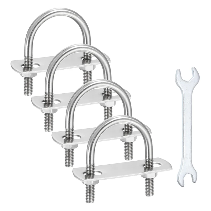 4Pcs M6 U-Bolts, Stainless Steel 1.57In(40mm) Inner Width 2.32In(59mm) Long
