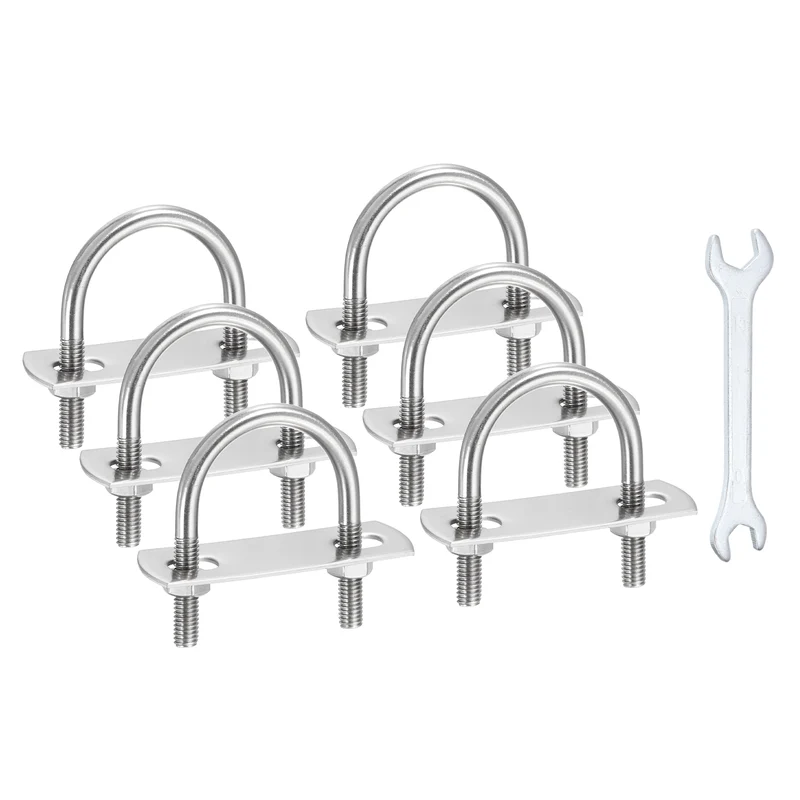 6Pcs M6 U-Bolts, Stainless Steel 2.16In(55mm) Inner Width 2.16In(55mm) Long