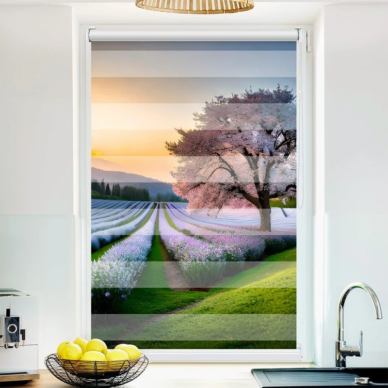 Klemmfix Doppelrollo "Baum Fruehling Landschaft" | Klemm Doppelrollo