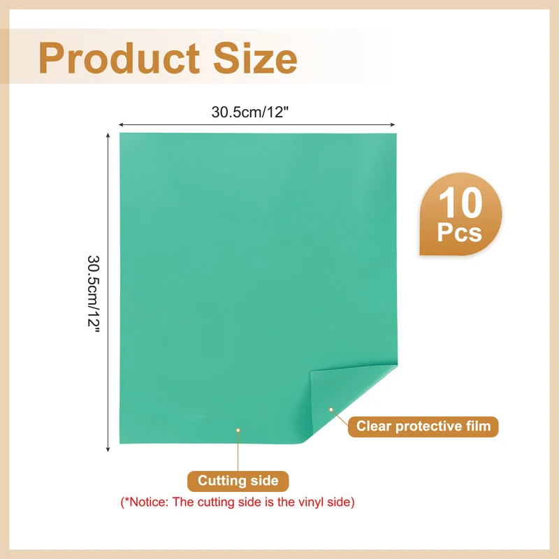 10Pcs Adhesive Vinyl Sheets Bundle,12”x12”Self Adhesive Vinyl, Deep Lake Green
