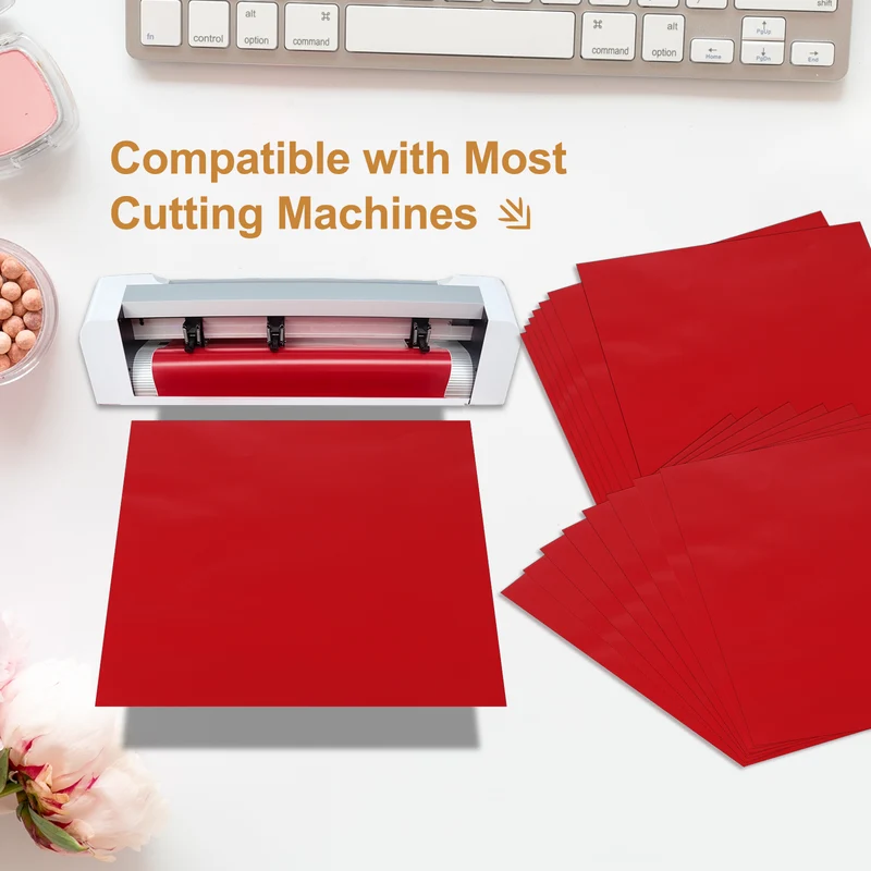 10Pcs Adhesive Vinyl Sheets Bundle,12”x12”Self Adhesive Vinyl, Dark Red