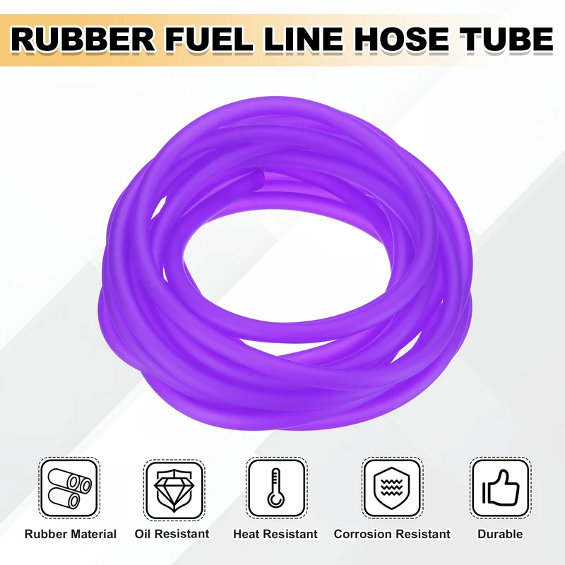 Fuel Line Hose Tube, Rubber Petrol Fuel Gas Line Pipe 3/16" ID 16.4ft, Purple