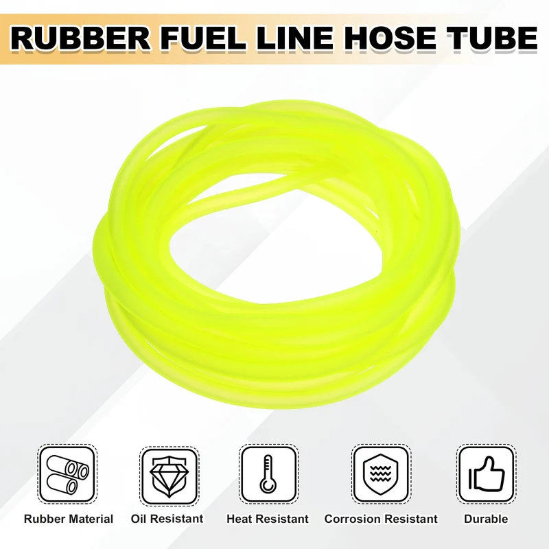 Fuel Line Hose Tube, Rubber Petrol Fuel Gas Line Pipe 3/16" ID 16.4ft, Yellow