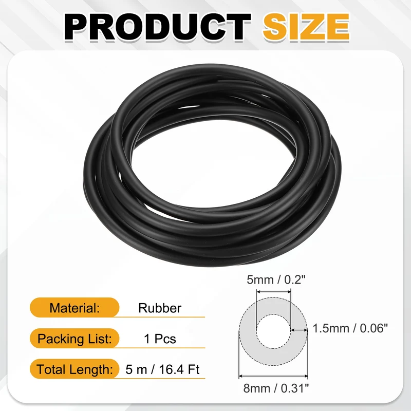 Fuel Line Hose Tube, Rubber Petrol Fuel Gas Line Pipe 3/16" ID 16.4ft, Black