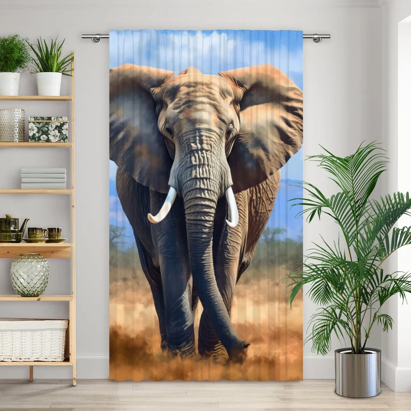 Vorhang Motiv "Elefant Öl Gemälde Afrika"