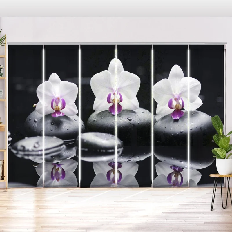 Schiebegardine Motiv "Wasser Orchidee zen stones"