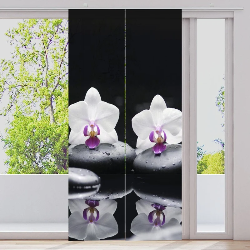 Schiebegardine Motiv "Wasser Orchidee zen stones"