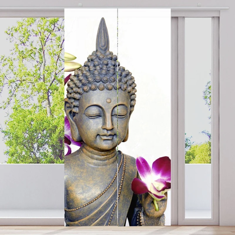 Schiebegardine Motiv "Buddha Orchidee"