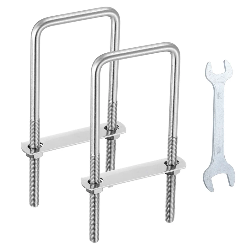 2Pcs M10 Square U-Bolts, 2.8In(71mm) Inner Width 7.87In(200mm) Long