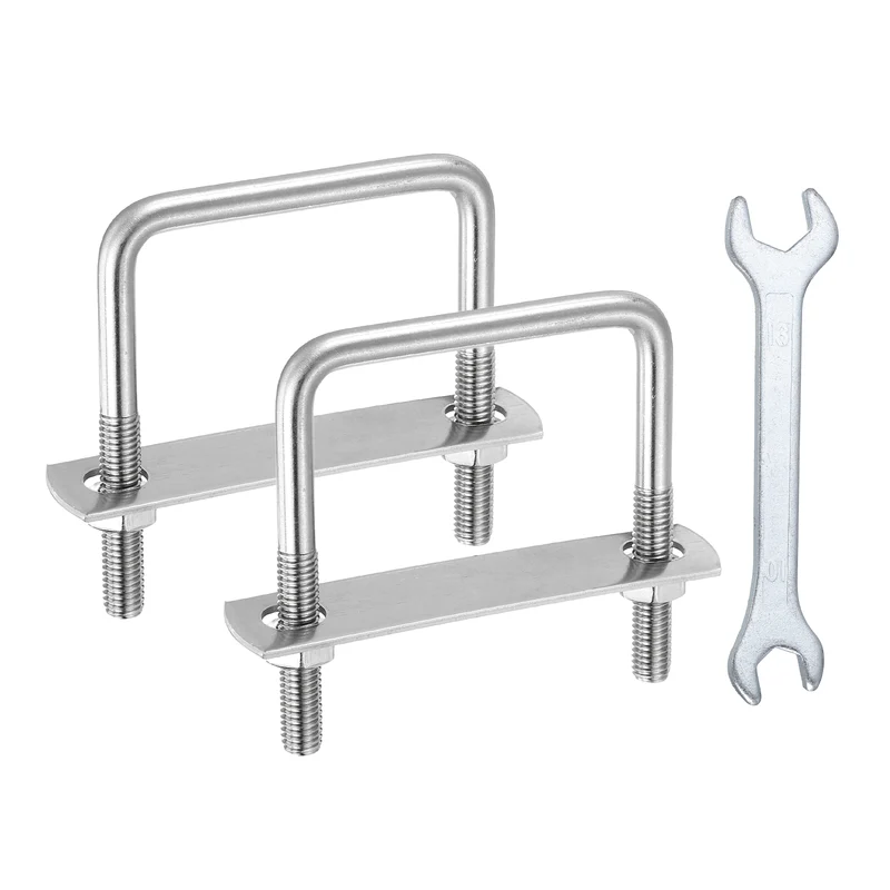 2Pcs M8 Square U-Bolts, 2.6In(66mm) Inner Width 3.15In(80mm) Long