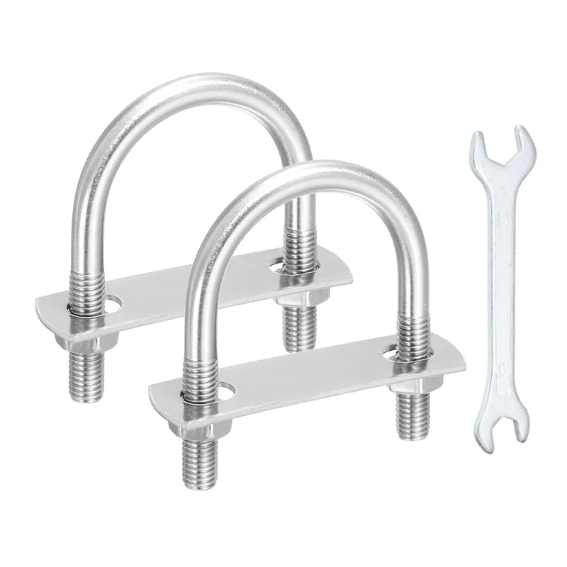 2Pcs M8 U-Bolts, Stainless Steel 1.85In(47mm) Inner Width 2.95In(75mm) Long