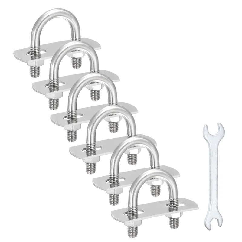 6Pcs M6 U-Bolts, Stainless Steel 0.79In(20mm) Inner Width 1.46In(37mm) Long