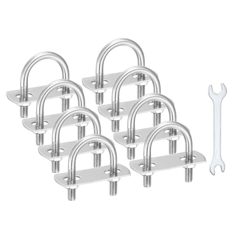 8Pcs M6 U-Bolts, Stainless Steel 1.18In(30mm) Inner Width 1.89In(48mm) Long