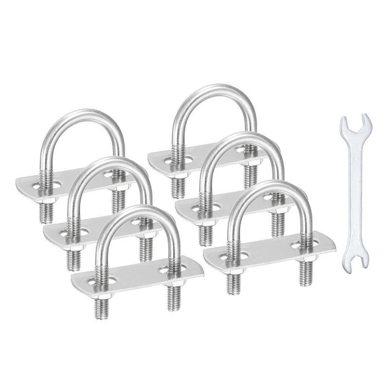 6Pcs M6 U-Bolts, Stainless Steel 1.18In(30mm) Inner Width 1.85In(47mm) Long
