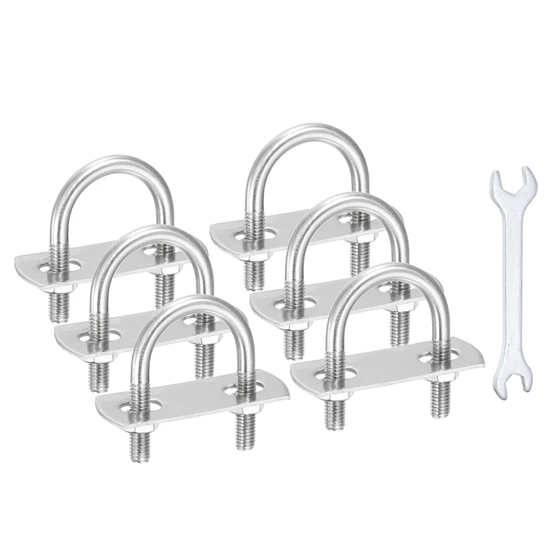 6Pcs M6 U-Bolts, Stainless Steel 1.06In(27mm) Inner Width 1.77In(45mm) Long