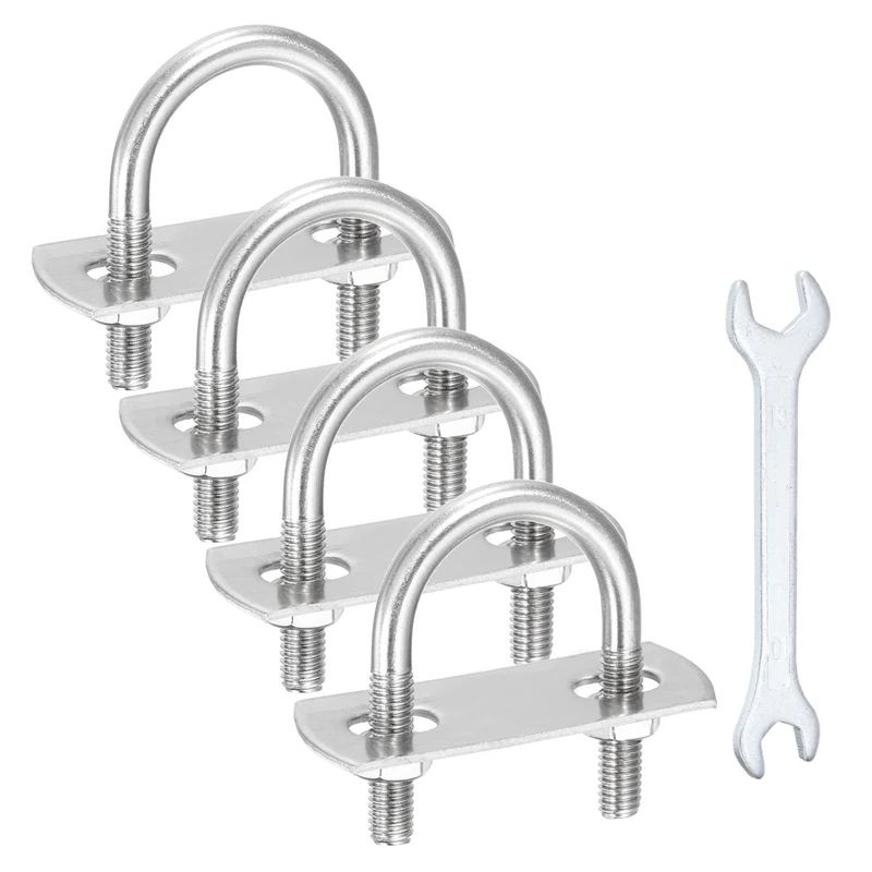 4Pcs M6 U-Bolts, Stainless Steel 1.1In(28mm) Inner Width 1.81In(46mm) Long