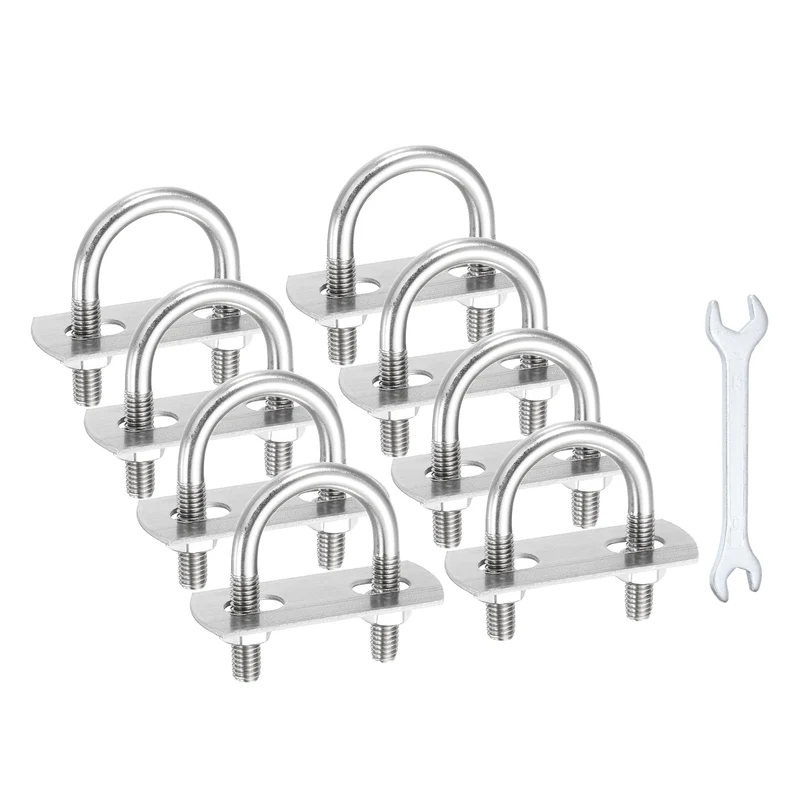 8Pcs M6 U-Bolts, Stainless Steel 0.94In(24mm) Inner Width 1.65In(42mm) Long