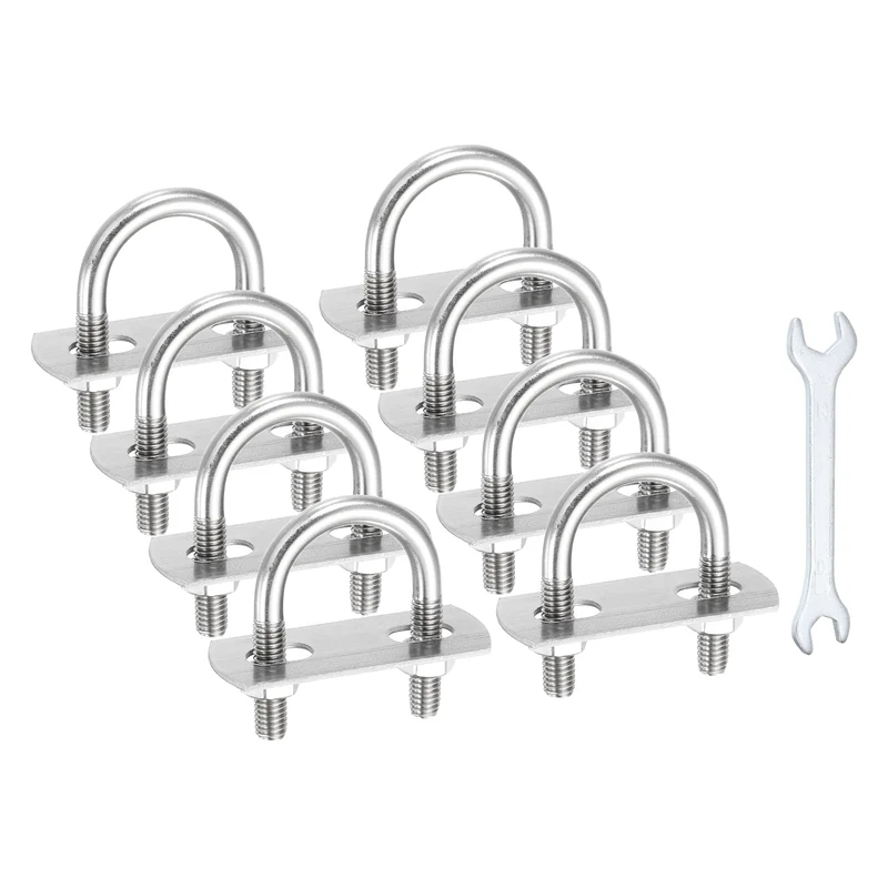 8Pcs M6 U-Bolts, Stainless Steel 0.86In(22mm) Inner Width 1.61In(41mm) Long