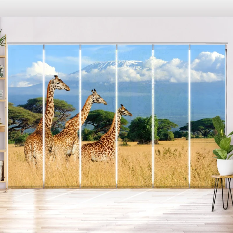 Schiebegardine Motiv "Giraffen Afrika Kilimandscharo"