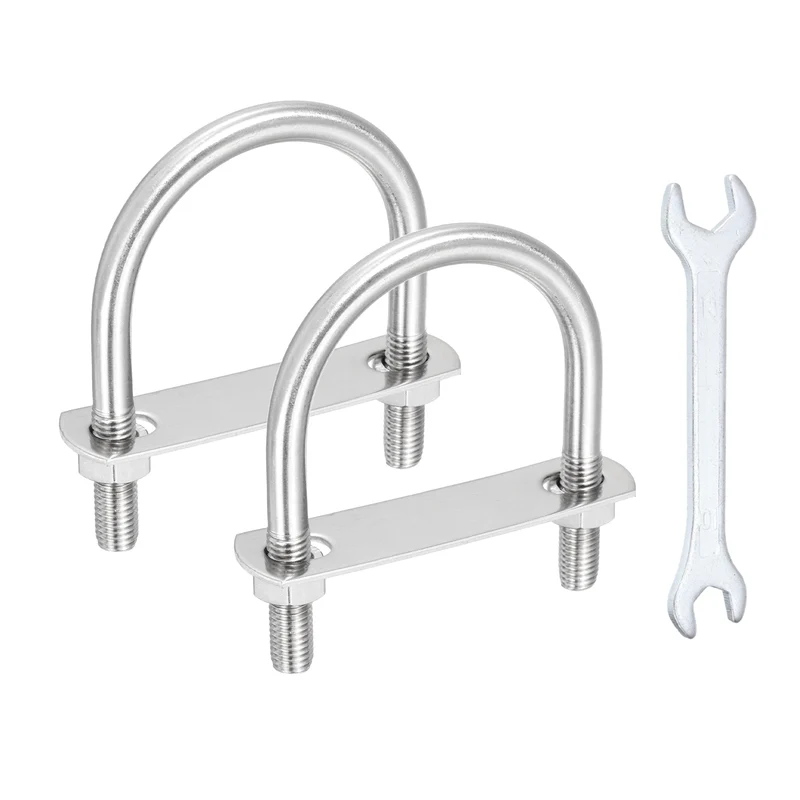 2Pcs M10 U-Bolts, Stainless Steel 2.48In(63mm) Inner Width 3.7In(94mm) Long