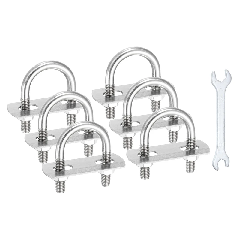 6Pcs M6 U-Bolts, Stainless Steel 0.86In(22mm) Inner Width 1.61In(41mm) Long