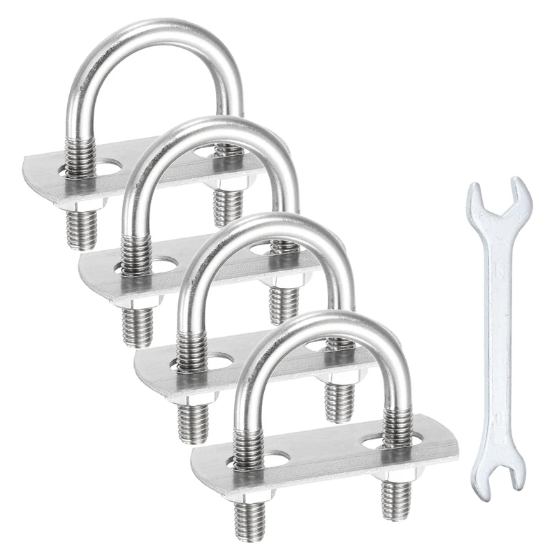 4Pcs M6 U-Bolts, Stainless Steel 0.86In(22mm) Inner Width 1.61In(41mm) Long