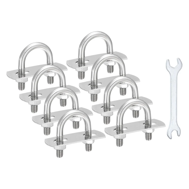 8Pcs M6 U-Bolts, Stainless Steel 0.78In(20mm) Inner Width 1.46In(37mm) Long