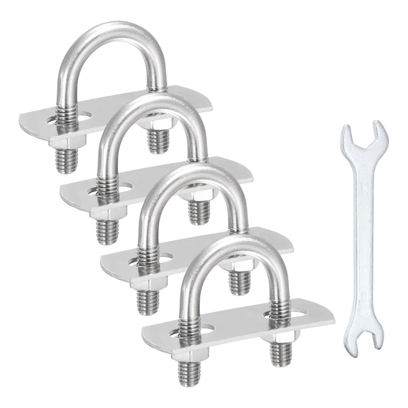 4Pcs M6 U-Bolts, Stainless Steel 0.83In(21mm) Inner Width 1.46In(37mm) Long