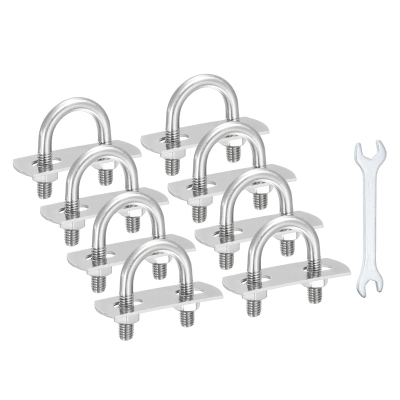 8Pcs M6 U-Bolts, Stainless Steel 0.75In(19mm) Inner Width 1.37In(35mm) Long