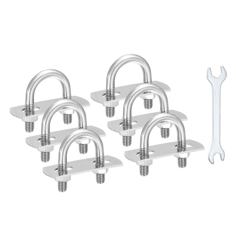 6Pcs M6 U-Bolts, Stainless Steel 0.75In(19mm) Inner Width 1.37In(35mm) Long