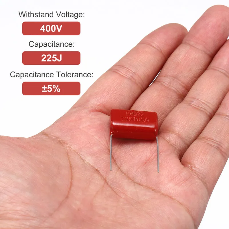 20Pcs CBB22 400V 225J 5% Tolerance Metallized Polypropylene Film Capacitors