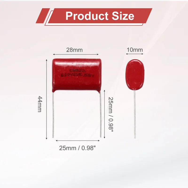 20Pcs CBB22 630V 225J 5% Tolerance Metallized Polypropylene Film Capacitors