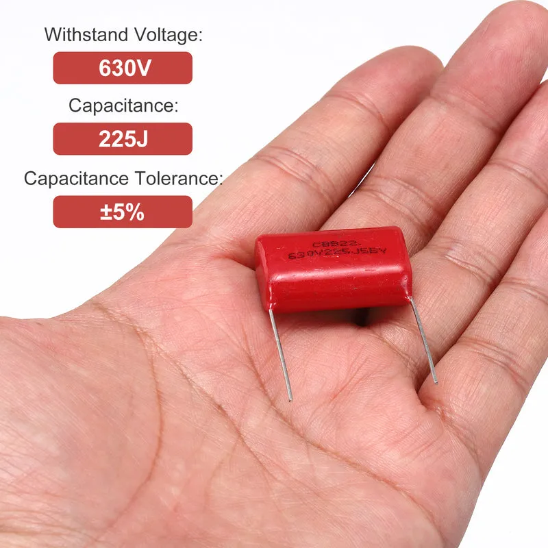 20Pcs CBB22 630V 225J 5% Tolerance Metallized Polypropylene Film Capacitors