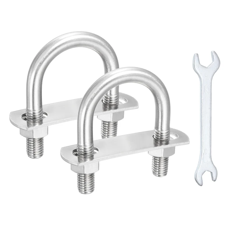 2Pcs M10 U-Bolts, Stainless Steel 2.56In(65mm) Inner Width 2.56In(65mm) Long