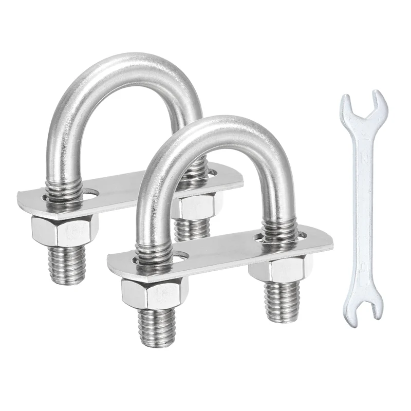 2Pcs M10 U-Bolts, Stainless Steel 1.14In(29mm) Inner Width 2.32In(59mm) Long