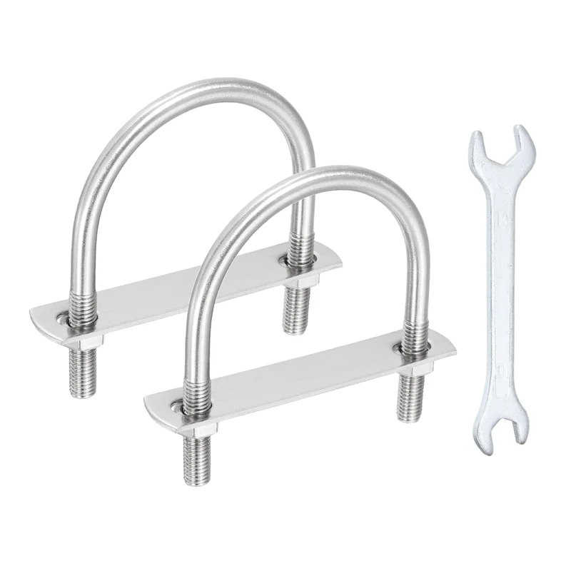 2Pcs M8 U-Bolts, Stainless Steel 3.11In(79mm) Inner Width 4.13In(105mm) Long