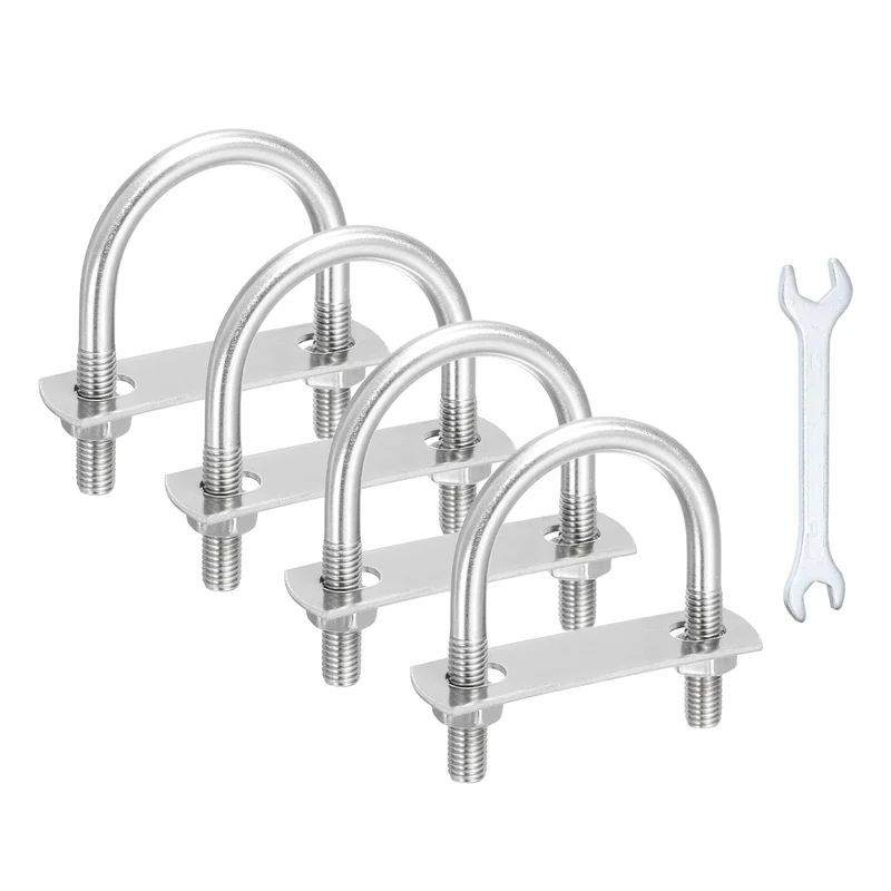 4Pcs M8 U-Bolts, Stainless Steel 1.77In(45mm) Inner Width 2.75In(70mm) Long