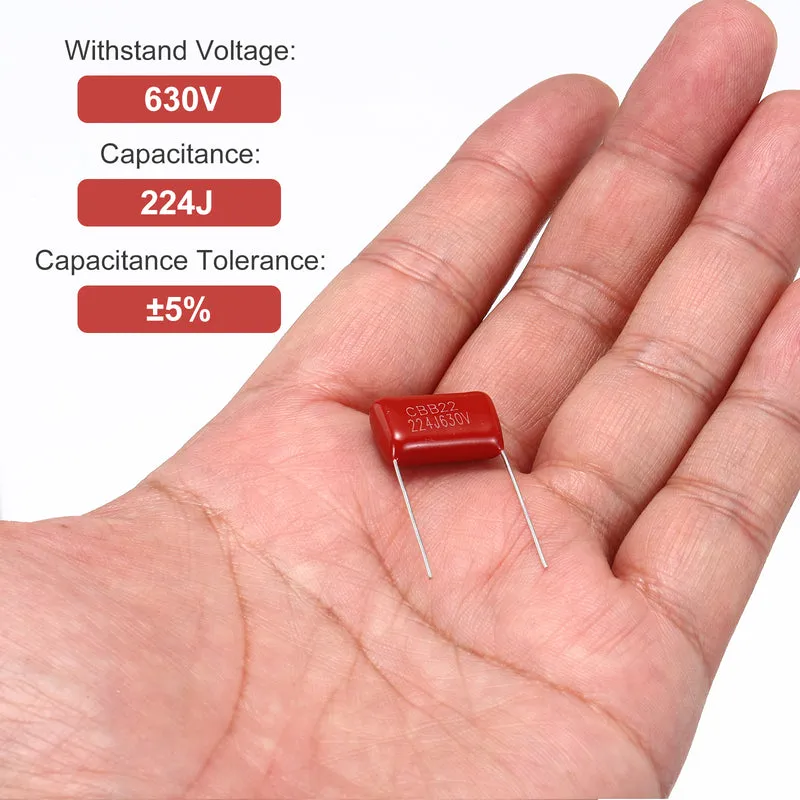 20Pcs CBB22 630V 224J 5% Tolerance Metallized Polypropylene Film Capacitors