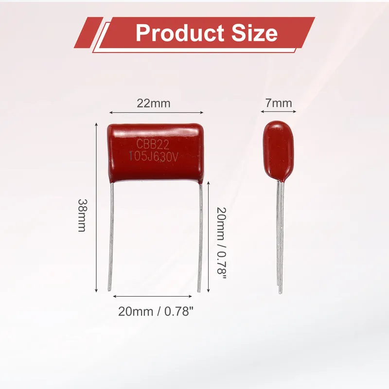 20Pcs CBB22 630V 105J 5% Tolerance Metallized Polypropylene Film Capacitors