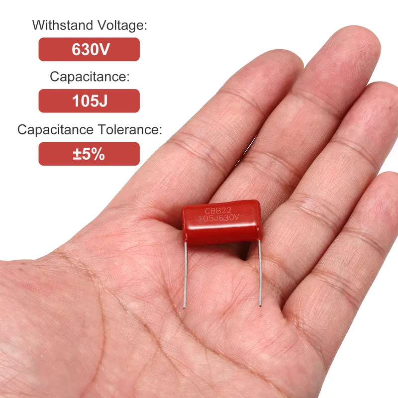 20Pcs CBB22 630V 105J 5% Tolerance Metallized Polypropylene Film Capacitors