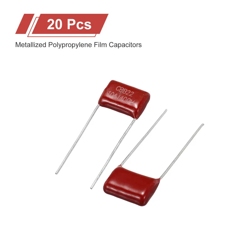 20Pcs CBB22 400V 104J 5% Tolerance Metallized Polypropylene Film Capacitors