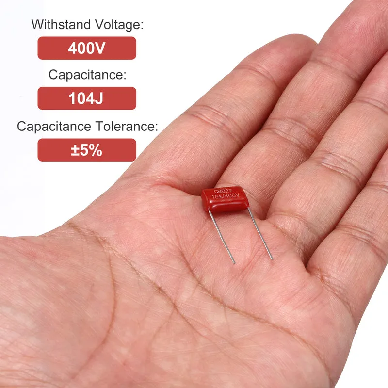 20Pcs CBB22 400V 104J 5% Tolerance Metallized Polypropylene Film Capacitors
