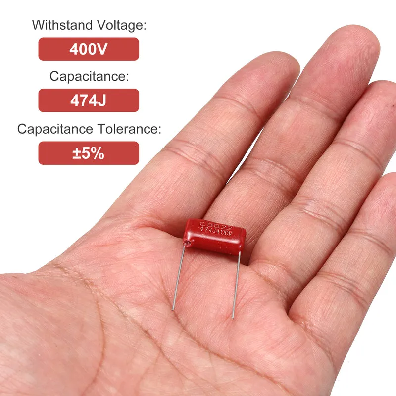 20Pcs CBB22 400V 474J 5% Tolerance Metallized Polypropylene Film Capacitors
