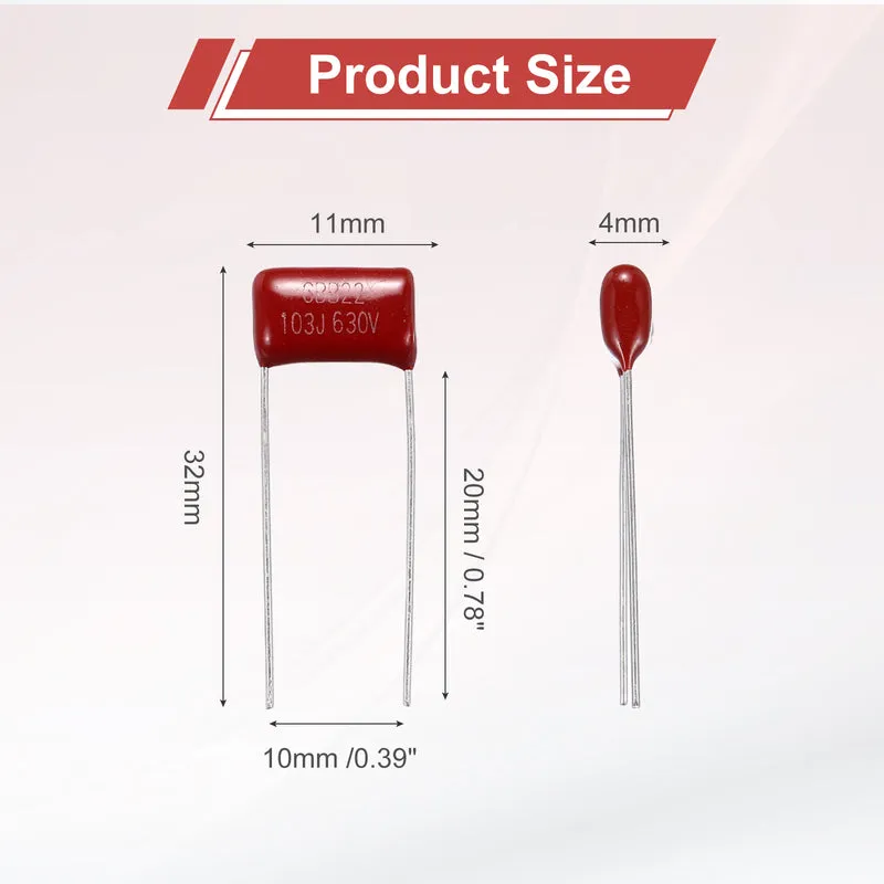 20Pcs CBB22 630V 103J 5% Tolerance Metallized Polypropylene Film Capacitors