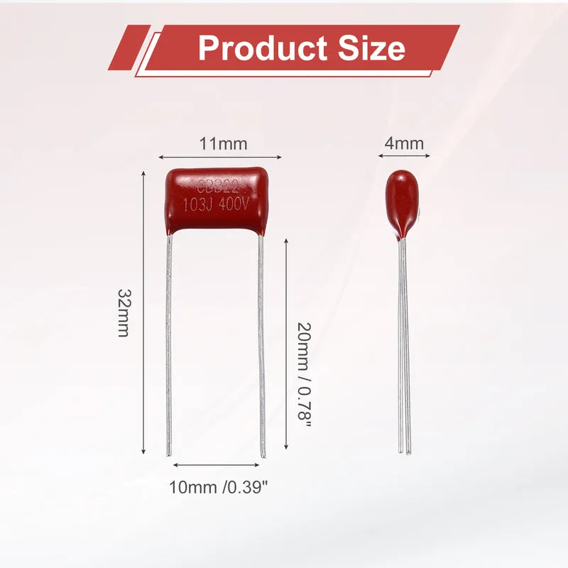 20Pcs CBB22 400V 103J 5% Tolerance Metallized Polypropylene Film Capacitors