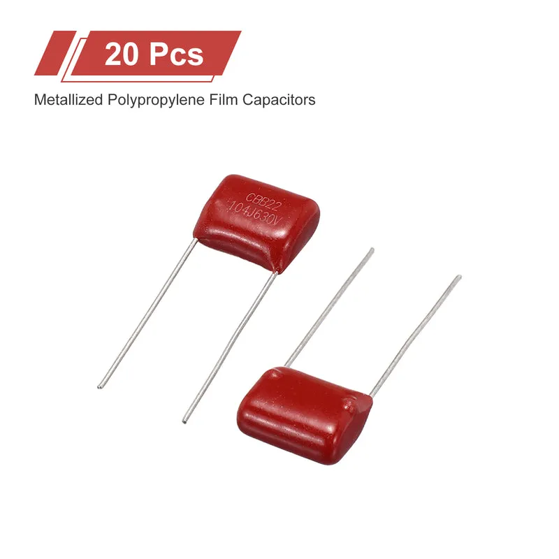 20Pcs CBB22 630V 104J 5% Tolerance Metallized Polypropylene Film Capacitors