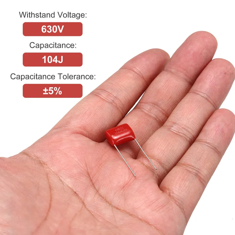 20Pcs CBB22 630V 104J 5% Tolerance Metallized Polypropylene Film Capacitors