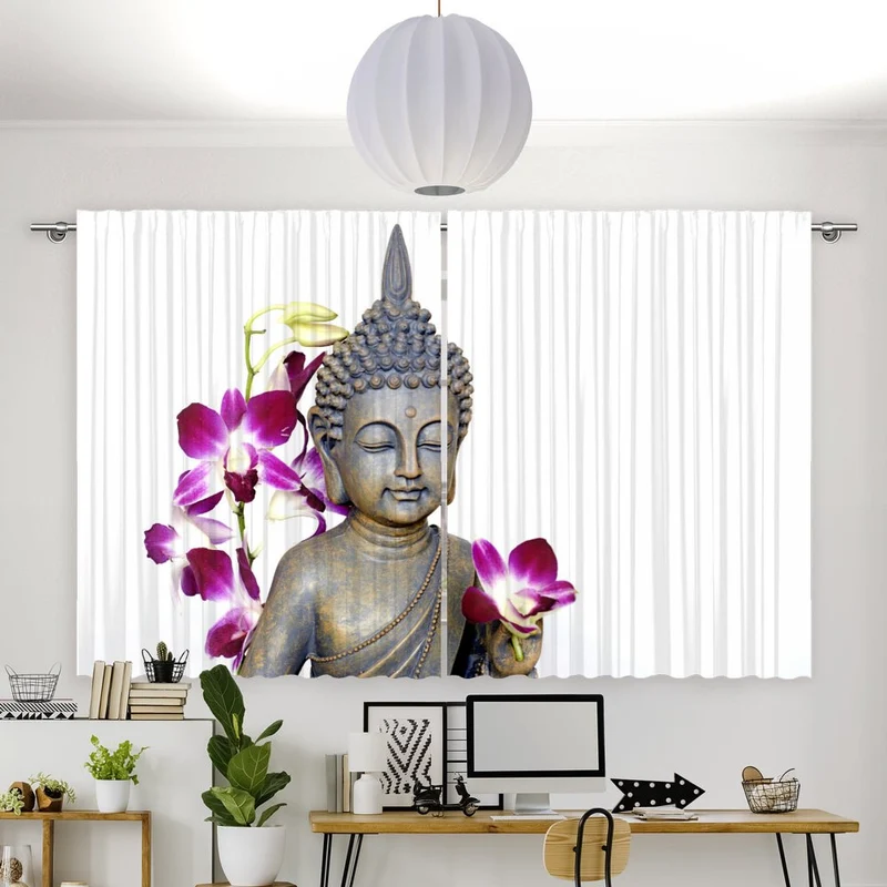 Vorhang Motiv "Buddha Orchidee wellness"